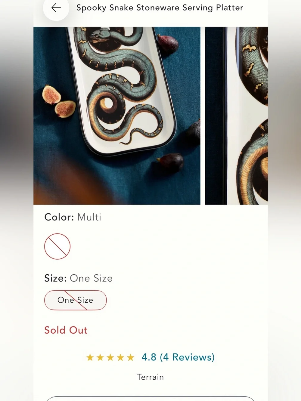 Anthropologie Teal, Black and Gold Serpent Serving Tray